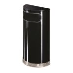 Rubbermaid 9 Gallon Half Round Waste Container, Black with Chrome Trim